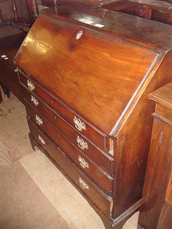 George III mahogany bureau(-)